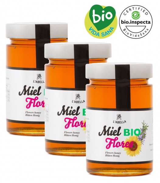 BIO Blütenhonig aus Spanien - Premium Qualität - reines Naturprodukt - kaltgeschleudert - 3 x 900 g