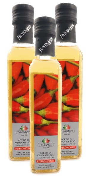 Chiliessig - Weißweinessig mit Aroma - Chili Essig aus Italien - TrentinAcetia - 3x250 ml