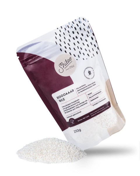 Shileo Low-Carb Konjak Reis, kalorienarm, exklusiv getrocknet, ideal für Ketogene Ernährung (210g)