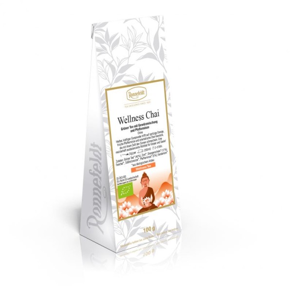 Ronnefeldt - Wellness Chai - Bio - Grüner Tee mit Gewürzmischung und Pfefferminze - 100g