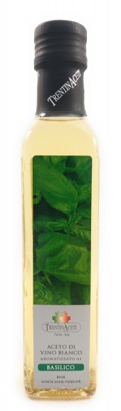 Basilikumessig - Weißweinessig mit Aroma - Basilikum Essig aus Italien - TrentinAcetia - 250 ml