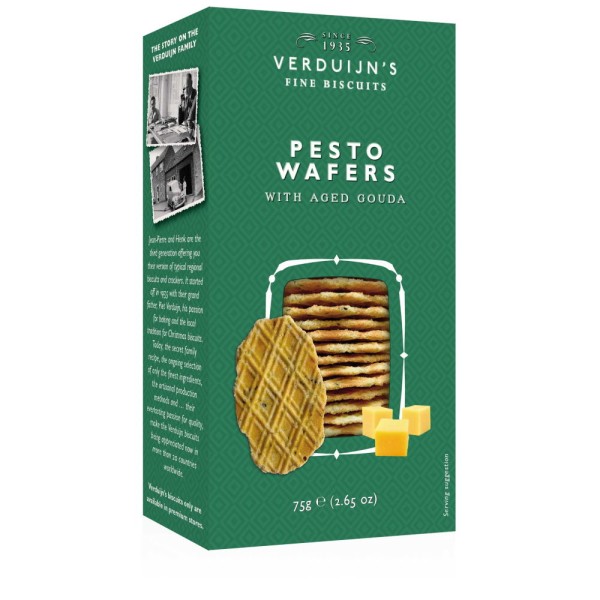 VERDUIJN'S - Pesto Waffeln mit altem Gouda aus der Niederlande - Holländische Waffeln 75 g