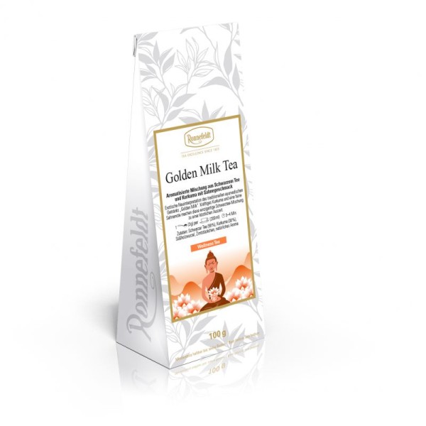 Ronnefeldt - Golden Milk Tea - Aromatisierte Mischung aus Schwarzem Tee und Kurkuma mit Sahnegeschmack - 100g
