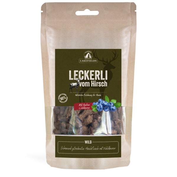 LAKEFIELDS MANUFAKTUR Snacks Trockenfleisch Leckerlei Hirsch 150g