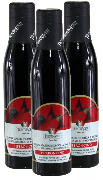 Chili Balsamico - Balsamico Creme mit Aroma aus Italien - 3x300 ml - Aceto Balsamico Di Modena IGP 