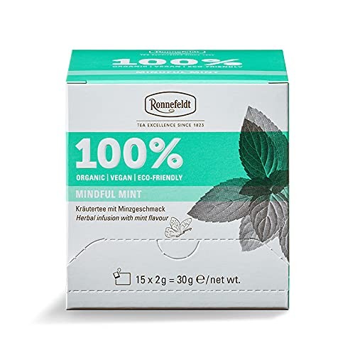 Ronnefeldt 100% Mindful Mint - BIO Kräutertee m. Minzgeschmack, 15 Teebeutel à 2 g, 30 g | Organic | Vegan | Eco-friendly
