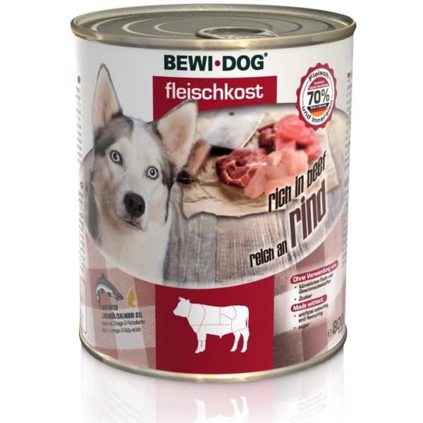 Bewi Dog - Hunde Fleischkost - Reich an Rind - 800g