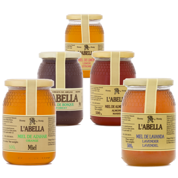 5 verschiedene Honigsorten aus Spanien - beste Qualität - reines Naturprodukt - 5 x 500 g - 2,5 kg