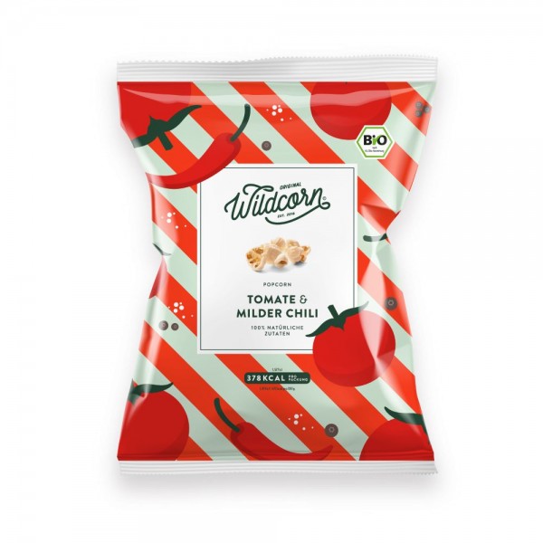 WILDCORN - Leckeres salziges Popcorn mit Tomate & Milder Chili 80g