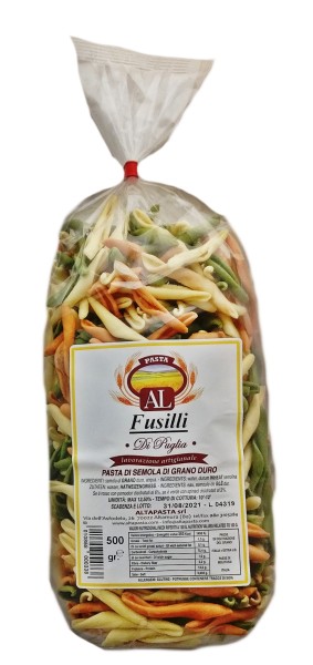 Frische Fusilli Tricolor Nudeln aus Italien 500g – trafila in bronzo