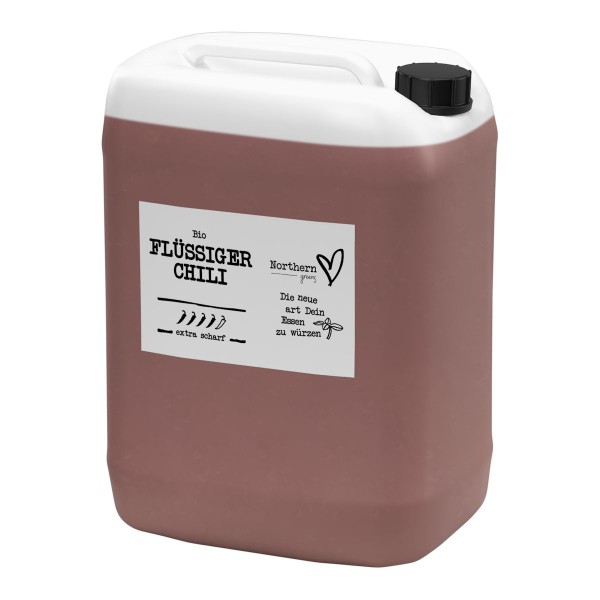 Northern Greens - Flüssiger Chili EXTRA SCHARF, Bio zum würzen 10L Kanister für Großverbraucher und Gastronomie