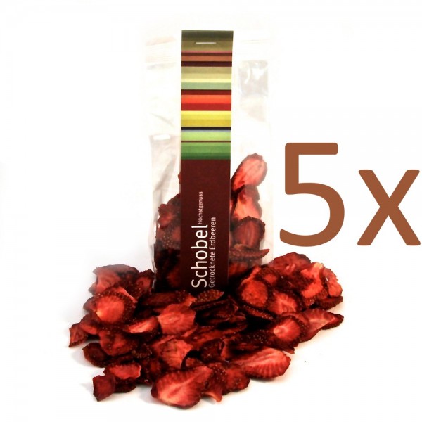 Getrocknete Erdbeeren 5x35g - getrocknete Beeren - Vitaminreich - Erdbeer Chips als Snack für Gourmets