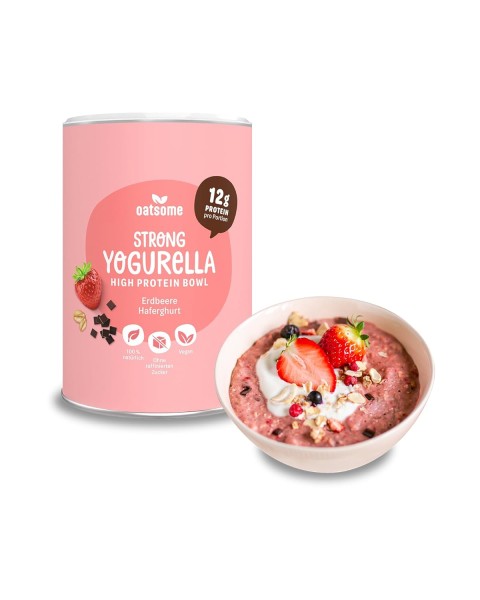 OATSOME® Strong Yogurella | High Protein Bowl Mit Erdbeere, Haferghurt & Schokochips | 440g