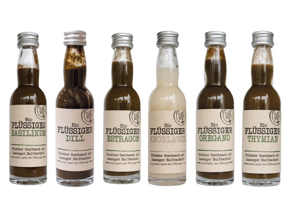 Northern greens ”Flüssige Bio Kräuter” Set 1 / 6 x 40ml, bestehend aus Knoblauch, Oregano, Basilikum, Thymian, Estragon, Dill