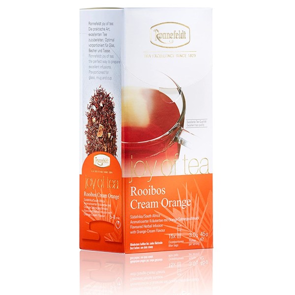 Ronnefeldt Rooibos Cream Orange "Joy of Tea" - Kräutertee mit Orange-Sahnegeschmack, 15 Teebeutel, 45 g