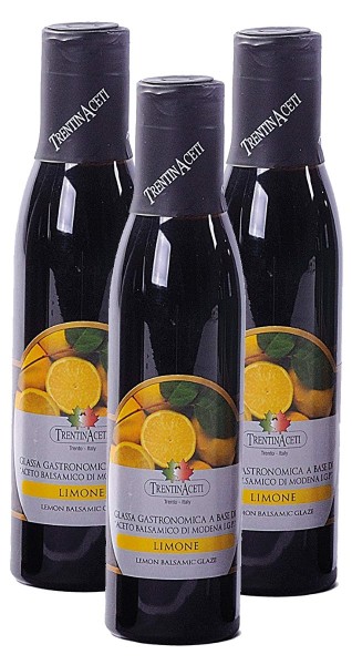 Zitronen Balsamico - Balsamico Creme mit Aroma aus Italien - 3x300 ml- Aceto Balsamico Di Modena IGP 