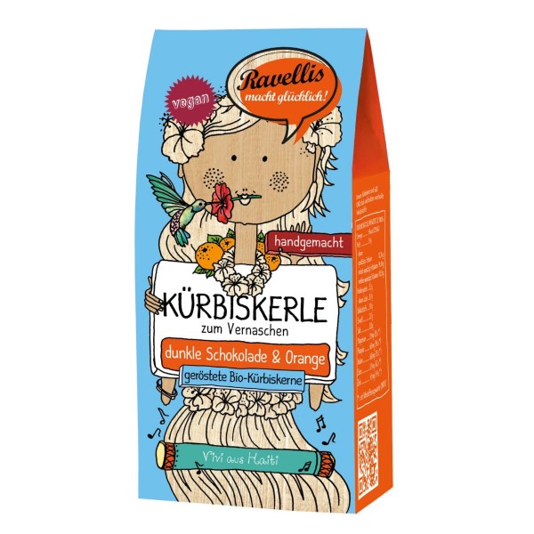 Ravellis Kürbiskerne in dunkler Schokolade mit Orange (80 g) - Bio