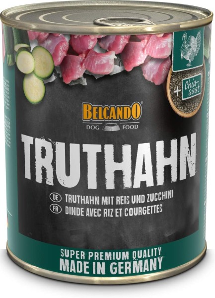 Belcando Super Premium Dose [6x800g Truthahn mit Reis & Zucchini] | Nassfutter für Hunde | Feuchtfutter Dose | Alleinfutter für Hunde Aller Rassen