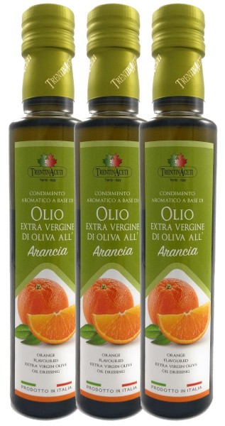 Extra Natives Olivenöl mit natürlichen Orangenaroma aus Italien - 3x250 ml