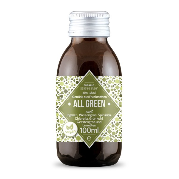 Organic Human - Bio Shot - All Green mit Ingwer, Weizengras, Spirulina