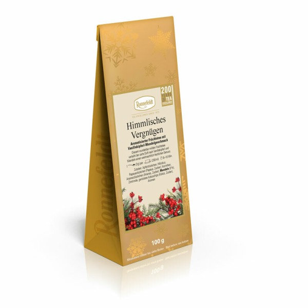 Ronnefeldt - Himmlisches Vergnügen - Aromatisierter Früchtetee mit Vanillekipferl-Mandelgeschmack - 100g