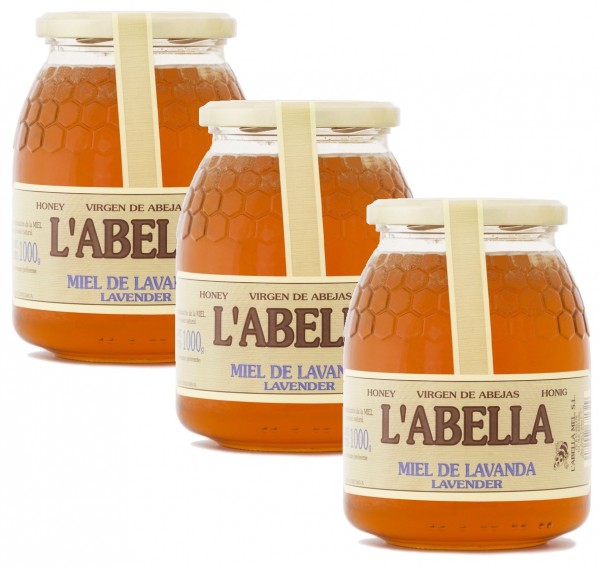 Lavendelhonig aus Spanien - Premium Qualität - reines Naturprodukt - kaltgeschleudert- 3 x 1 Kg Glas