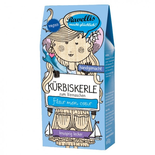 Ravellis Kürbiskerne in dunkler Schokolade mit Fleur de Sel (80 g) - Bio