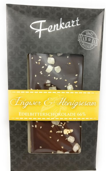 Ingwer & Honigsesam Schokolade 1x 100g - Fenkart Schokoladengenuss - Edelbitterschokolade 66%