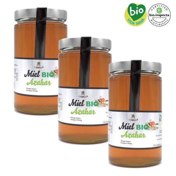 BIO Orangenblütenhonig aus Spanien - Orangenhonig - Premium Qualität - Naturprodukt- 3 x 900 g 