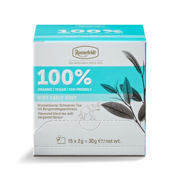 Ronnefeldt 100% Very Early Grey - BIO Aromatisierter Schwarzer Tee, 15 Teebeutel à 2 g, 30 g | Organic | Vegan | Eco-friendly