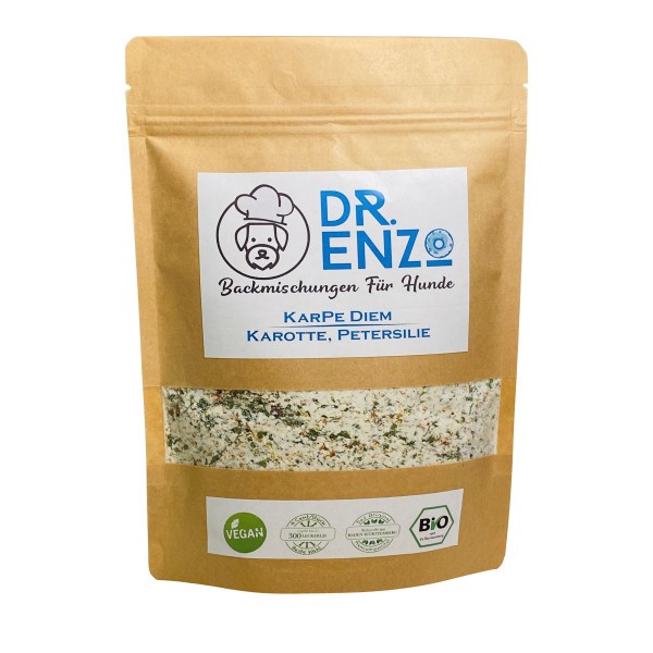 Dr. Enzo BIO Backmischung für Hundekekse - KarPe Diem - Karotte, Petersilie - 200g - nur 4ct pro Keks