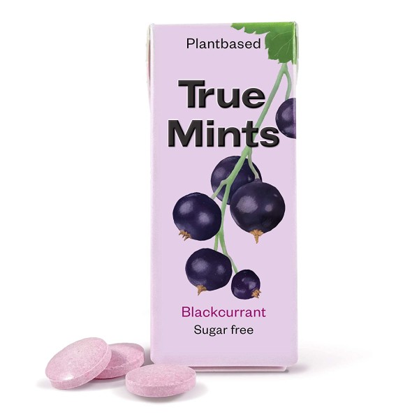 True Mints - SCHWARZE JOHANNISBEERE | Pflanzliche und zuckerfreie Pastillen