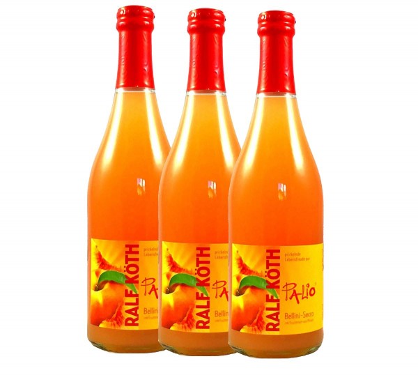 Palio - Bellini Secco mit Fruchtmark vom Pfirsich 3x 0,75l - Fruchtiger Perlwein