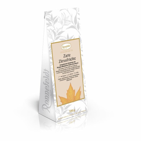 Ronnefeldt - Zarte Zitrusfrüchte - Aromatisierter Kräutertee mit Orangen-Mandarine-Sahne Geschmack - 100g