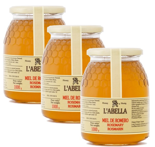 Rosmarinhonig aus Spanien - Premium Qualität - reines Naturprodukt - kaltgeschleudert- 3 x 1 Kg Glas