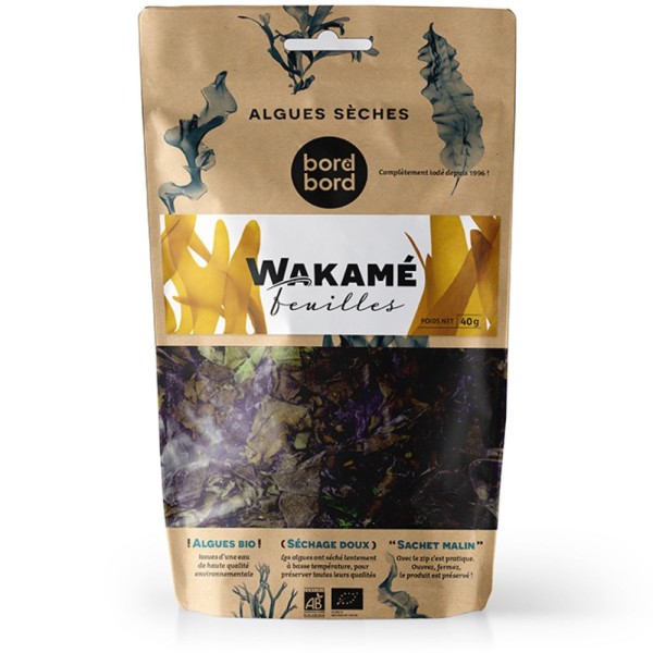 Bord à bord BIO Wakame Blätter 40g aus dem Atlantik | Undaria pinnatifida | Getrocknete Algen | Laborgeprüft für Smoothies oder als Trocken-Gemüse