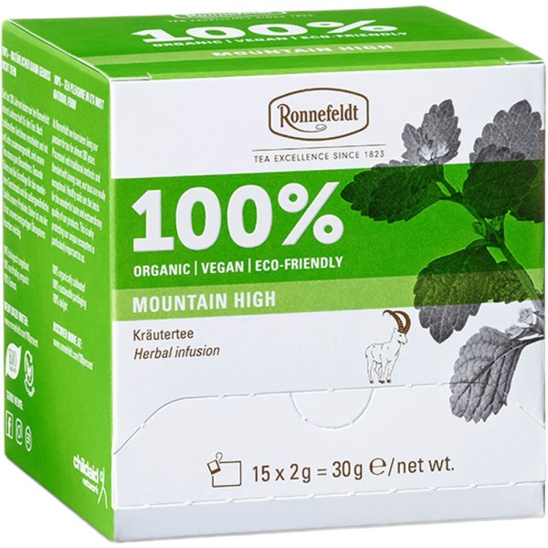Ronnefeldt 100% Mountain High - BIO Kräutertee, 15 Teebeutel à 2 g, 30 g | Organic | Vegan | Eco-friendly