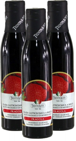 Erdbeer Balsamico - Balsamico Creme mit Aroma aus Italien - 3x300 ml - Aceto Balsamico Di Modena IGP 