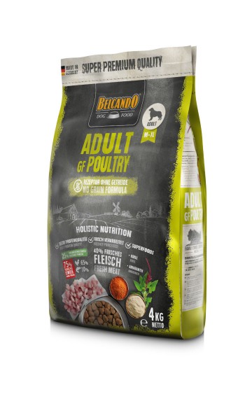 Hunde Trockenfutter - Adult Poultry mit Geflügel 4kg - Getreidefrei Belcando Hundefutter