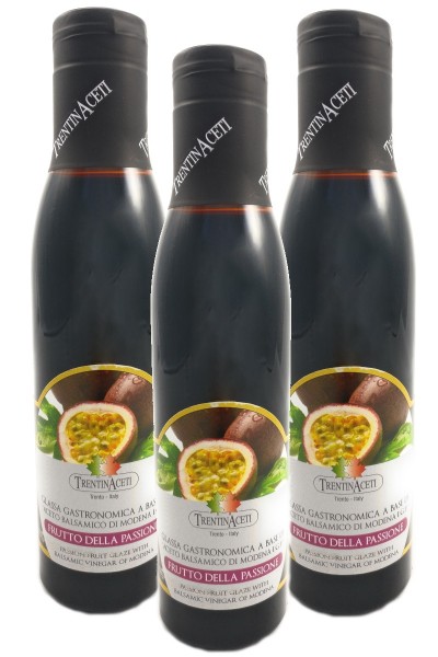 Passionsfrucht Balsamico - Balsamico Creme mit Aroma - 3x300 ml - Aceto Balsamico Di Modena IGP 