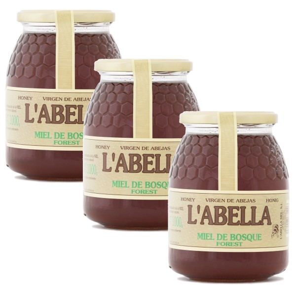 Waldhonig aus Spanien - Premium Qualität - aus Honigtau - reines Naturprodukt - 3 x 1 Kg Glas