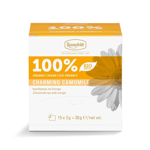 Ronnefeldt 100% Charming Camomile - BIO Kräutertee m. Orangengeschmack, 15 Teebeutel à 2 g, 30 g | Organic | Vegan | Eco-friendly