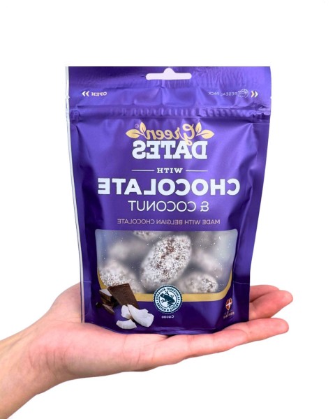 Green Dates Belgian Chocolate & Coconut - Datteln mit belgischer Milchschokolade & Kokospulver 120g