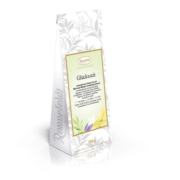 Ronnefeldt - Glückszeit - Aromatisierter Grüner Tee mit Maracuja-Mango-Lavendelgeschmack - 100g