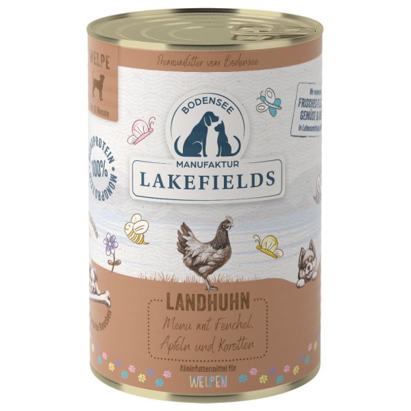 LAKEFIELDS MANUFAKTUR WELPEN Nassfutter MENÜ HUHN 61% Fleischanteil für Baby Hunde