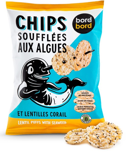 Bord à bord BIO Algenchips 50g aus Frankreich/Bretagne | Soufflierte Algen chips mit roten Linsen