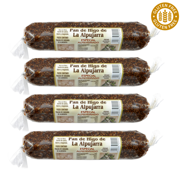 Original spanisches Feigenbrot mit Mandeln- 100 % natürlich- Vegan - lang - 4 x 350 g