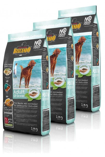 Hunde Trockenfutter - 3x Adult GF Ocean mit Fisch 1kg - Belcando Hundefutter - getreidefrei