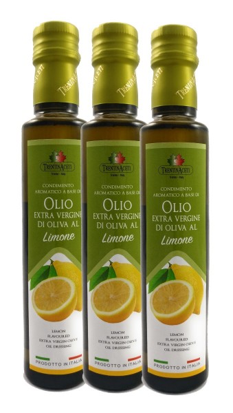 Extra Natives Olivenöl mit natürlichen Zitronenaroma aus Italien - 3x250 ml