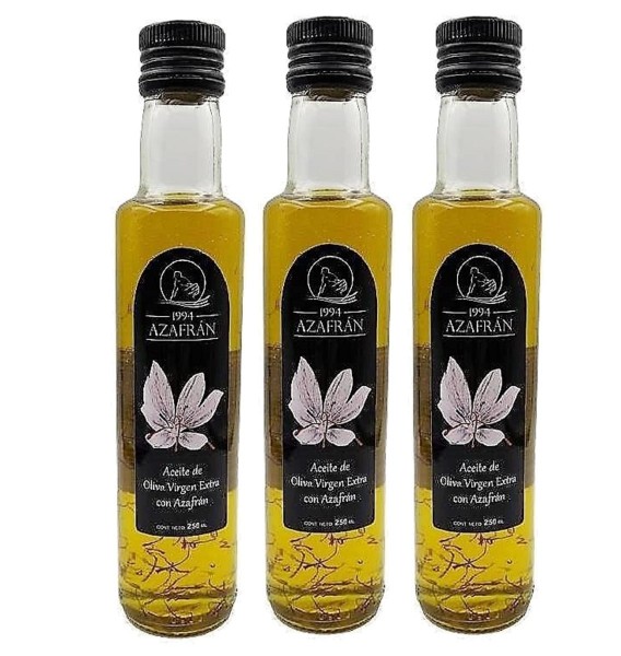 Azafran 1994 Olivenöl mit Safran - 3x 250 ml Natives Olivenöl Extra mit hochwertigem Azafran verfeinert